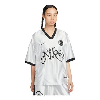 Nike (WMNS) Nike Short-Sleeved Patterned Knit Jersey Relaxed Fit Metallic Silver II1939-095