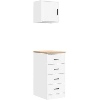 vidaXL Armarios 2 Uds Para Garaje Madera De Ingenier&iacute;a Blanco Vidaxl