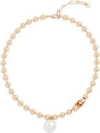 Open Edit Shotbead Cultured Pearl Collar Necklace in White- Gold at Nordstrom Rack