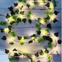OEM Guirnalda De Luces De Hiedra Artificial (1 Unidad), 2 M, Con 20 Led Y Hojas Verdes, Ideal Para Jardines, Patios, Hogares, Terrazas Y Decoraciones Para