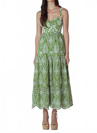 Dex Clothing Embroidered Maxi Dress In Green