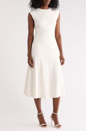 Nordstrom Rack Seamed Ponte Fit & Flare Midi Dress in Ivory Tofu at Nordstrom Rack, Size X-Small