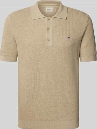 GANT Regular Fit Poloshirt mit Label-Stitching in Beige, Gr&ouml;&szlig;e XXXL