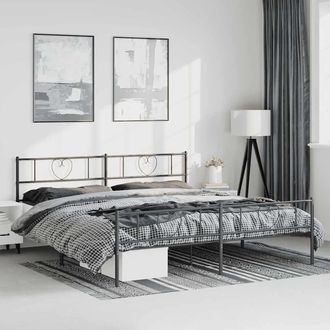 vidaXL Estructura Cama Sin Colch&oacute;n Con Estribo Metal Negro 193x203 Cm Vidaxl