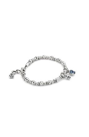 UNOde50 Blue Crystal Stretch Bracelet in Silver at Nordstrom, Size Medium