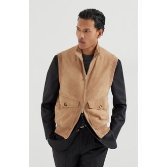 Brunello Cucinelli Suede vest in Light Brown at Nordstrom, Size Xxx-Large Eu