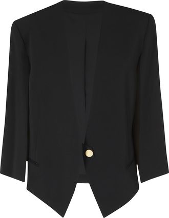 Alberta Ferretti Black Cady Stretch Open Sleeves Viscose Blazer