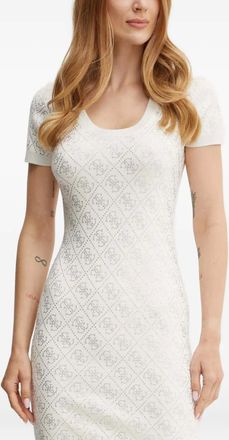Guess Co short-sleeve monogram-pattern mini dress - women - Fabric - M - White