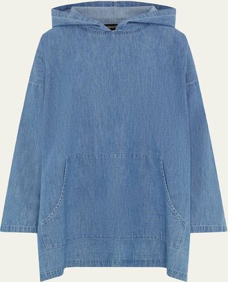 Eskandar A-Line Hooded Cotton Denim Shirt