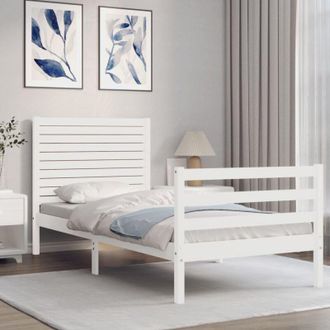 vidaXL Bed Frame without Mattress White Single Solid Wood Vidaxl