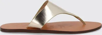 Maneb&igrave; Sandali infradito in pelle laminata con tacco basso