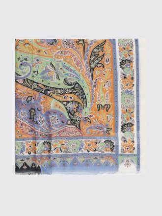 Etro Sciarpa in misto cashmere con stampa Paisley e fondo sfrangiato