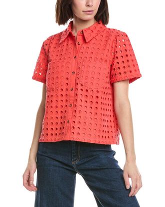 CeCe by Cynthia Steffe Collared Button Down Swing Top
