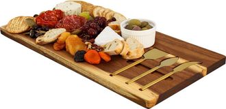 MegaChef 21 x 11 Inch Acacia Wood Cheese Board with 3 Piece Knife Set at Nordstrom