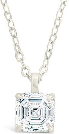 Sterling Forever Asscher Cut Cubic Zirconia Pendant Necklace in Silver at Nordstrom