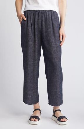Eileen Fisher Pleated Hemp & Organic Cotton Straight Leg Ankle Pants in Denim at Nordstrom Rack, Size Large