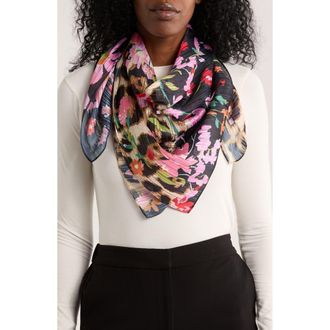 BCBGeneration Ditsy Floral Animal Print Scarf in Black/Bright Floral at Nordstrom Rack