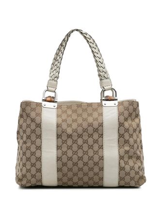 Gucci 2016-2025 Medium GG Canvas Bamboo Libeccio tote bag - women - Canvas/Calf Leather/Leather - One Size - Brown