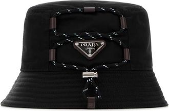 Prada Black Logo Bucket Hat