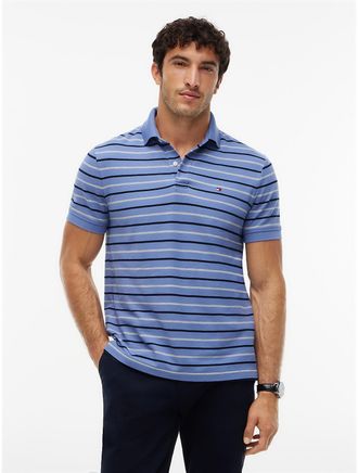 Tommy Hilfiger Mens Regular Fit Striped Wicking Polo - Washed Ink - XXXL