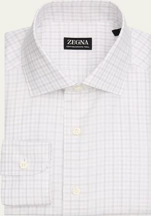 Ermenegildo Zegna Mens Plaid Cotton-Linen Shirt