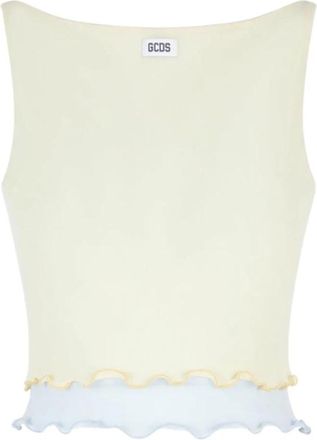 GCDS Nylon Tanktops voor vrouwen - Dames - Tops zonder mouwen - Geel - L - Nylon - Tops
