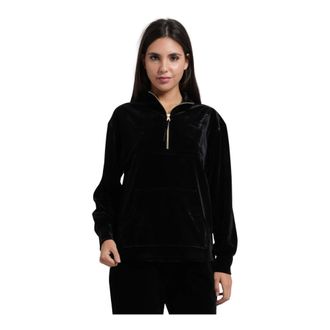 A|X Armani Exchange Hoodies & sweatvesten, Dames, Zwart, S, Polyester, Sweatshirt van Stretchfluweel