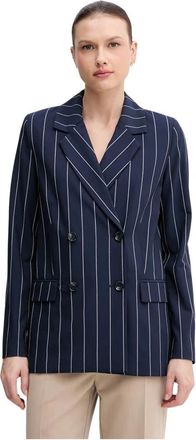 Benetton Jassen, Dames, Blauw, S, Gestreepte Double-Breasted Blazer