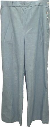 Ralph Lauren Polo Ralph Lauren Chambray Bell Bottom Buttoned Trousers in Light Blue Cotton