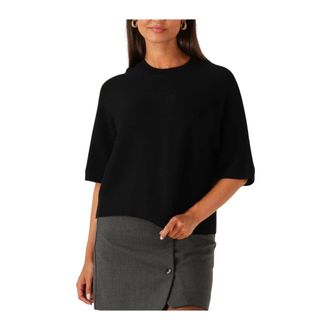 Moss Copenhagen Mschthamira 2/4 Pullover - Dames - Ronde hals truien - Zwart - S/M - Leer - Truien & Vesten