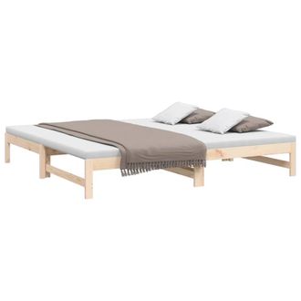 Berkfield Home Pull-out Day Bed 2x(80x200) cm Solid Wood Pine in Light Tan