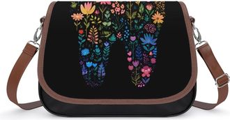 Generic Tooth Floral Colorful Dental Dentist Crossbody Bags for Women Shoulder Messenger Bag Purse Handbags
