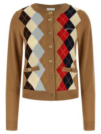 Ganni Beige Wool Womens Cardigan