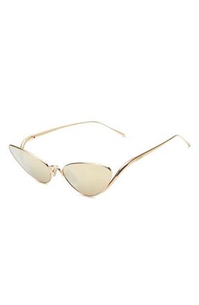Loewe Signature 58mm Cat Eye Sunglasses in Shiny Endura Gold /Brown at Nordstrom