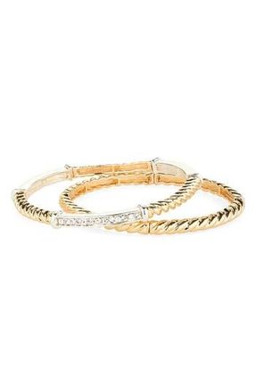 Nordstrom Rack Set of 2 Twisted Bangle Bracelets in Clear- Gold- Silver at Nordstrom Rack