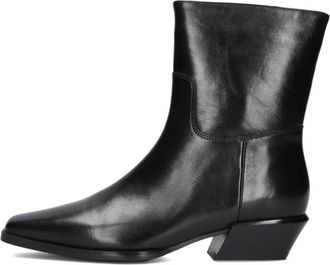 Stefano Lauran Zwarte enkellaarsjes met blokhak - Dames - Cowboylaarzen - Zwart - 39 EU - Wol - Schoenen