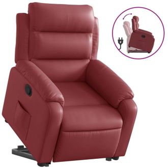vidaXL Sill&oacute;n Reclinable Elevable Cuero Artificial Rojo Tinto Vidaxl