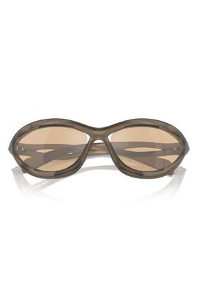 Prada 63mm Oversize Cat Eye Sunglasses in Loden Frosted/Orange Mirror at Nordstrom