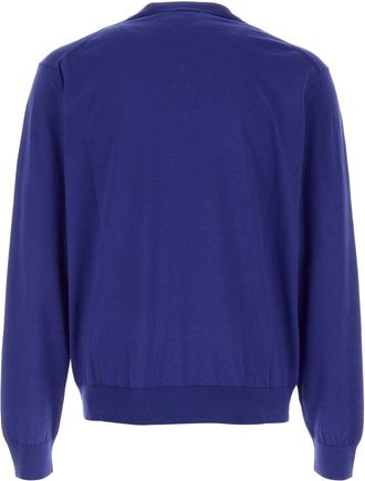 Versace Mens Blue Silk Blend Sweater Brightmidnightblue Exterior: Cotton Maglieria