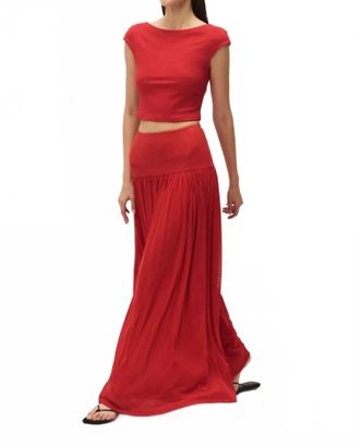 Elodie Darya Knit Maxi Skirt In Coral Red
