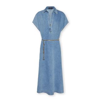 Elena Miro Denim jurk met riem - Dames - Casual kleedjes - Blauw - L/Xl - Denim - Kleedjes