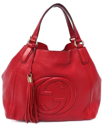 Gucci Red Pebbled Calfskin Leather Medium Soho Shoulder Bag (Authentic Pre- Loved)