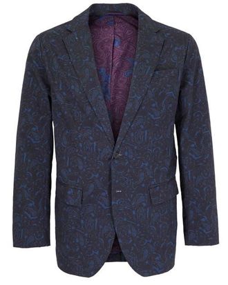 Lords of Harlech Hadrian Stretch Cotton Blazer in Madrid Paisley Navy at Nordstrom, Size 46