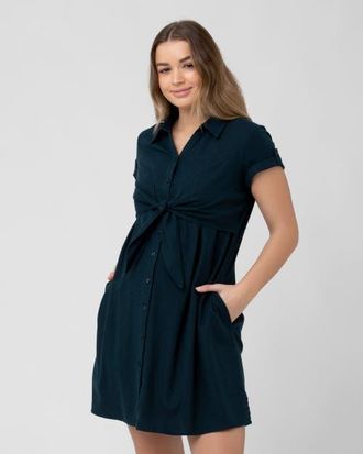 Ripe Colette Tie Up Linen Dress in Biro at Nordstrom, Size X-Small Au