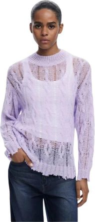 Desigual Truien - Dames - Ronde hals truien - Paars - M - Truien & Vesten