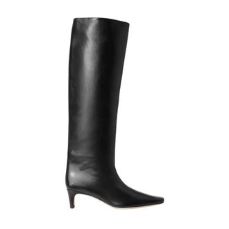 Staud Staud, Schoenen, Dames, Zwart, 38 EU, Leer, Puntige Neus Leren Kniehoge Laarzen