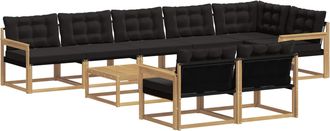 vidaXL Conjunto De Sof&aacute;s De Exterior 9 Uds. Blanco Y Negro Vidaxl