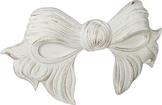 Biscottini International Biscottini - Decoro a Forma di Fiocco in Legno Finitura Bianco Anticato L87xPR7xH50 cm Made in Italy