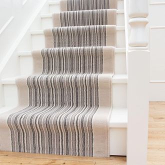 Kukoon Beige Striped Cut to Measure Stair Carpet Runner Rug 60cm Wide | Size: 60 cm x 1320 cm