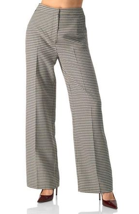 Ivonne Checkered Wide-Leg Trousers With Side Stripe in Black at Nordstrom, Size 10